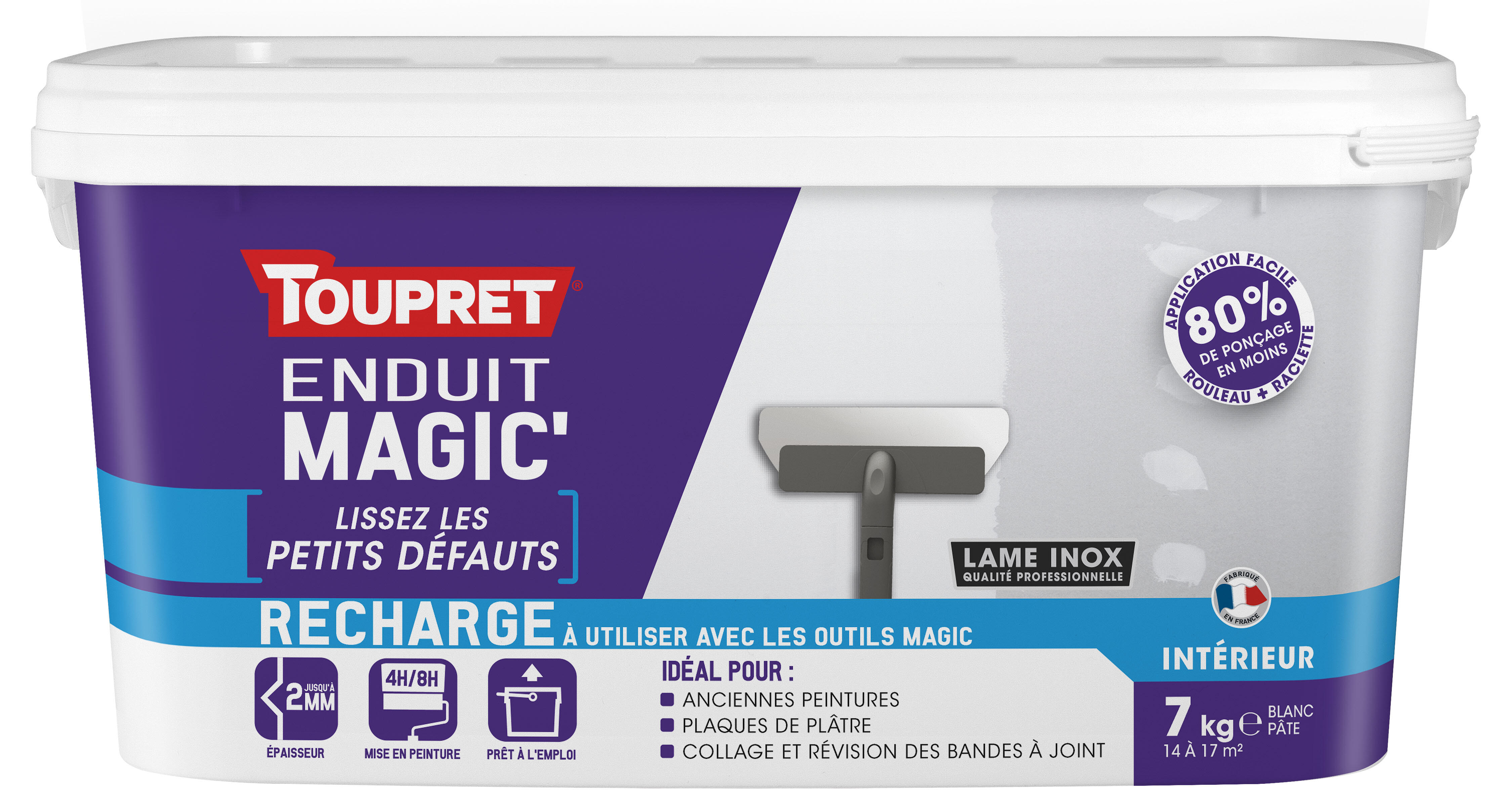 Recharge d'enduit en pâte Recharge magic' TOUPRET blanc 7 kg | Leroy Merlin