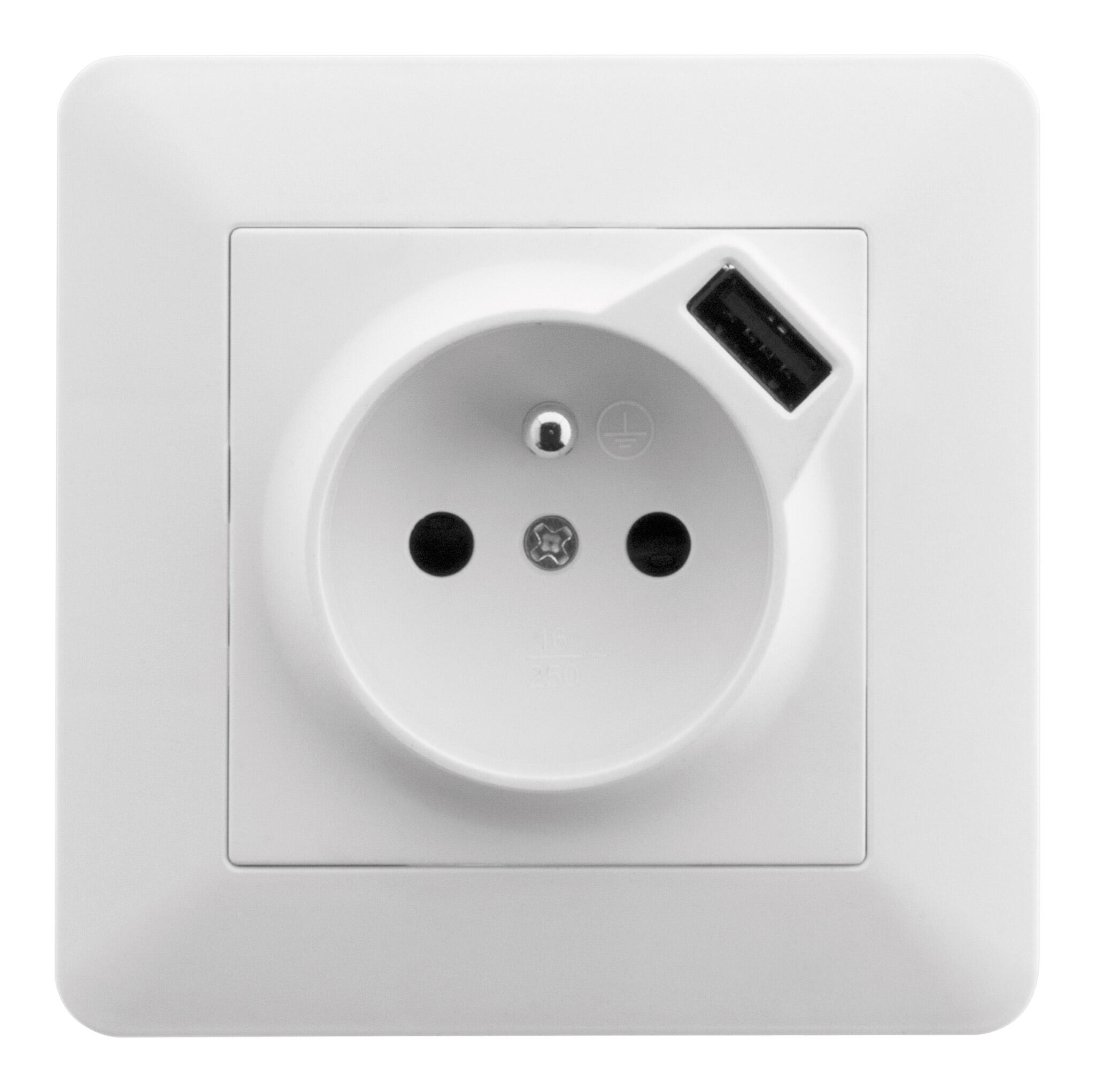 Prise avec terre 2 prises + 2 usb complet 16A ARTEZO, blanc - 3