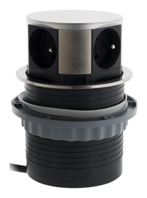 Bloc encastrable filaire compact, 4 prises argent OTIO