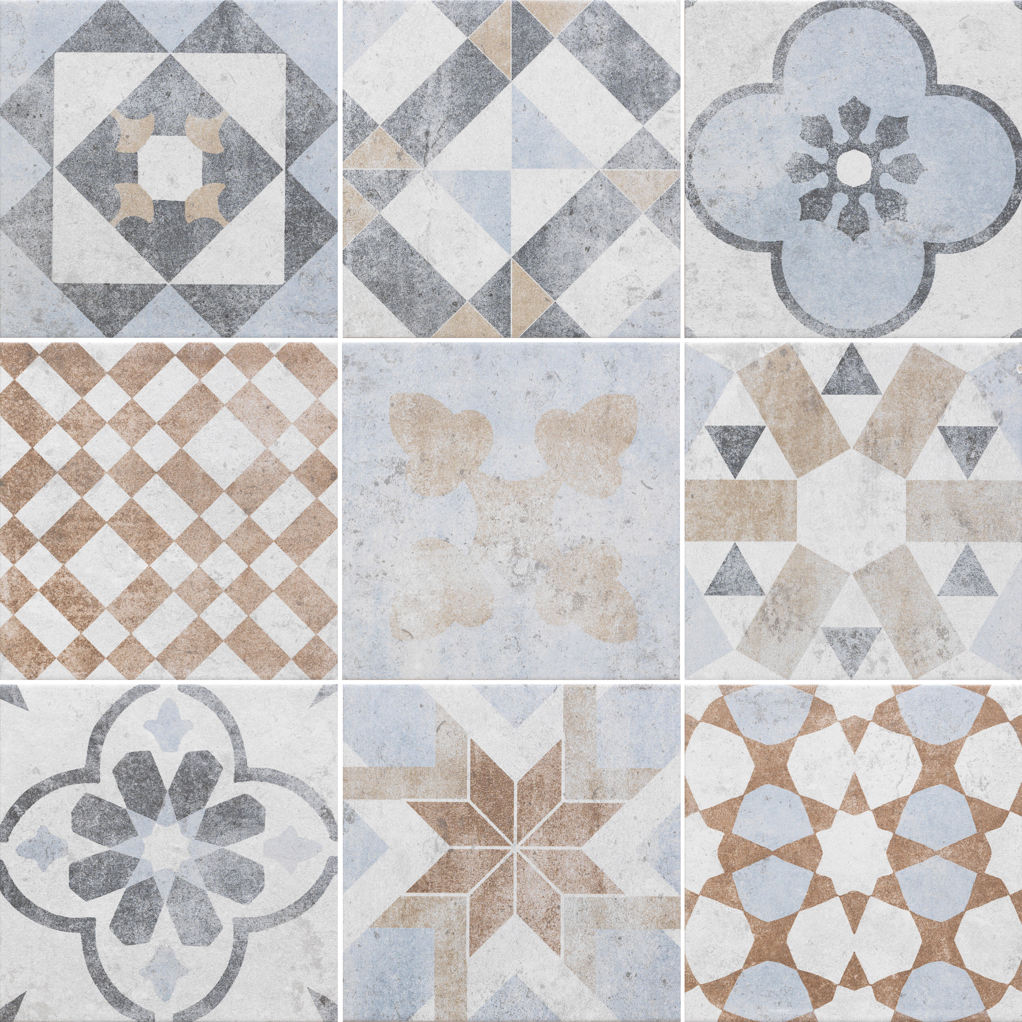 Carrelage sol extérieur effet patchwork gris/bleu Villa l.20 x L.20 cm FRASSINOR - 2