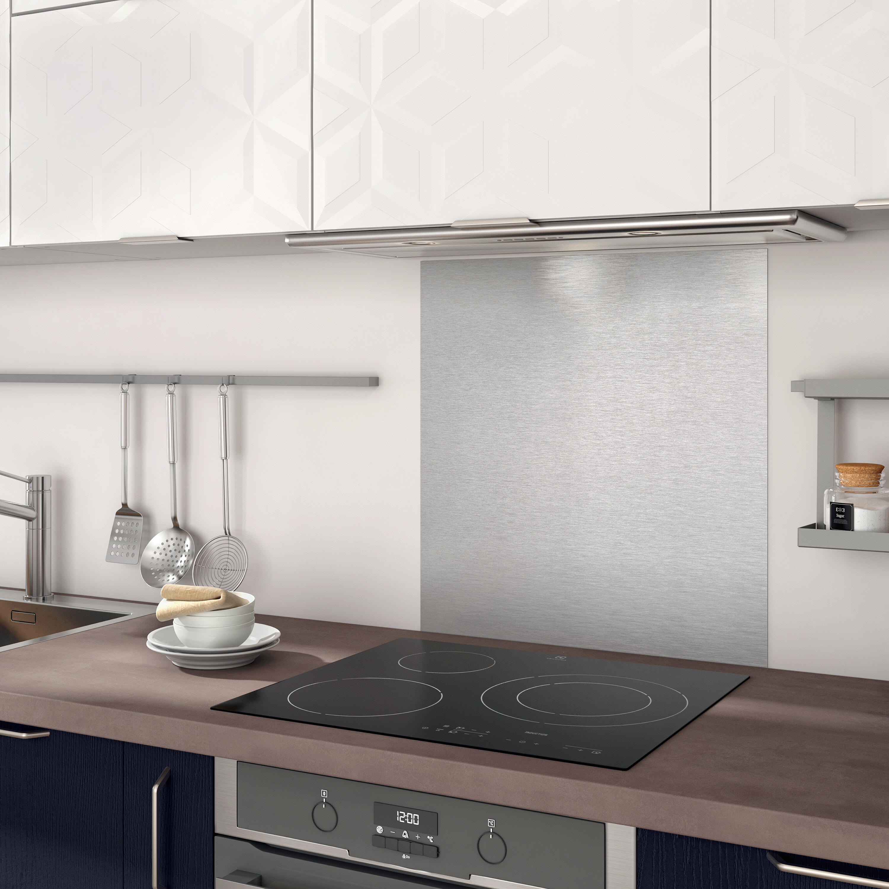 Fond de hotte Compact Effet alu/inox L.60 x H.63.5 cm, Ep.2 mm - 2