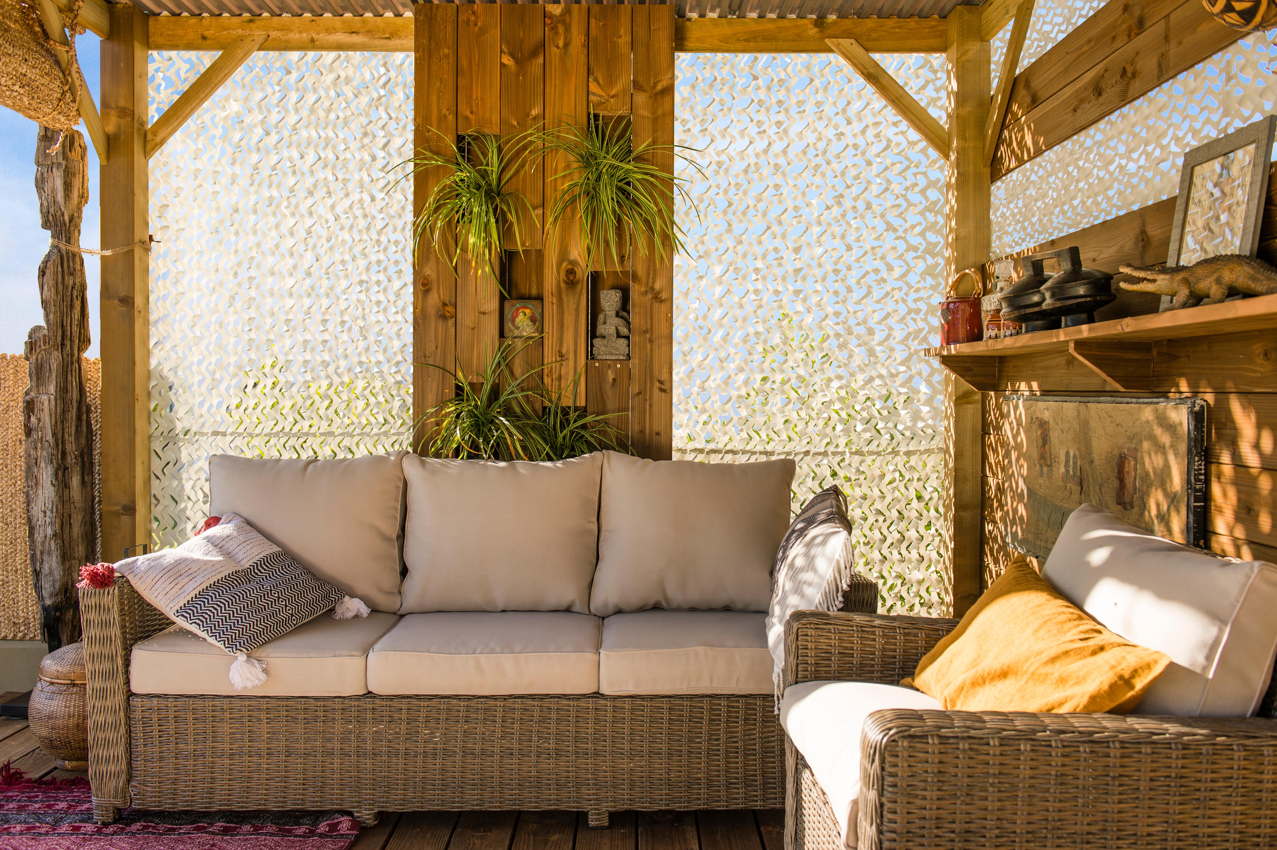 Voile d'ombrage rectangulaire gris/blanc L.400 x l.300 cm - 3