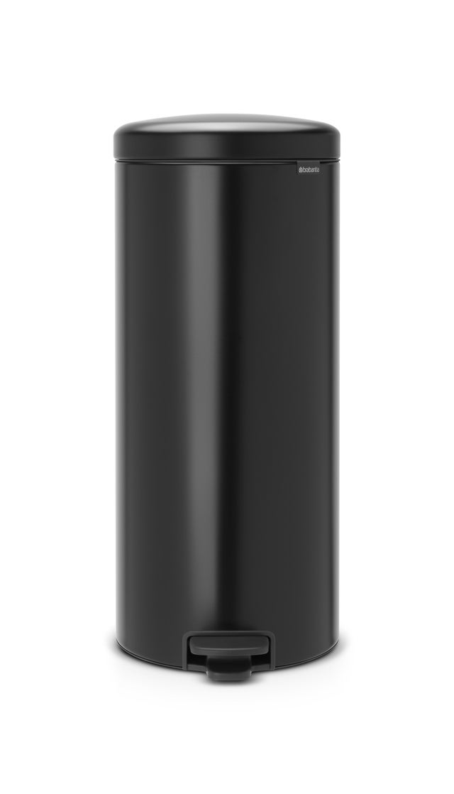 Poubelle bois de cuisine à pédale 30L Naturel FOREST Noir en acier Inox couvercle en bambou avec seau