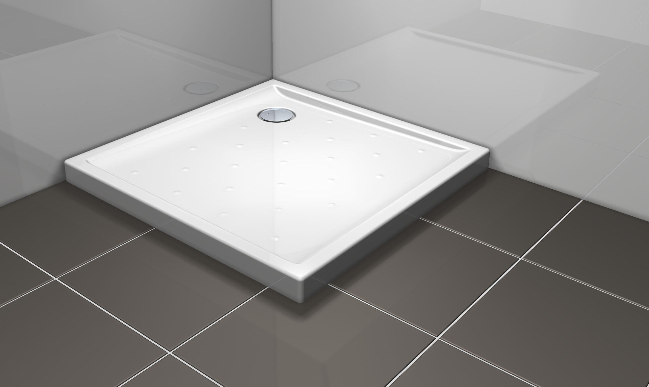Receveur de douche grès émaillé blanc L.90 x l.90 Asca2 - 3