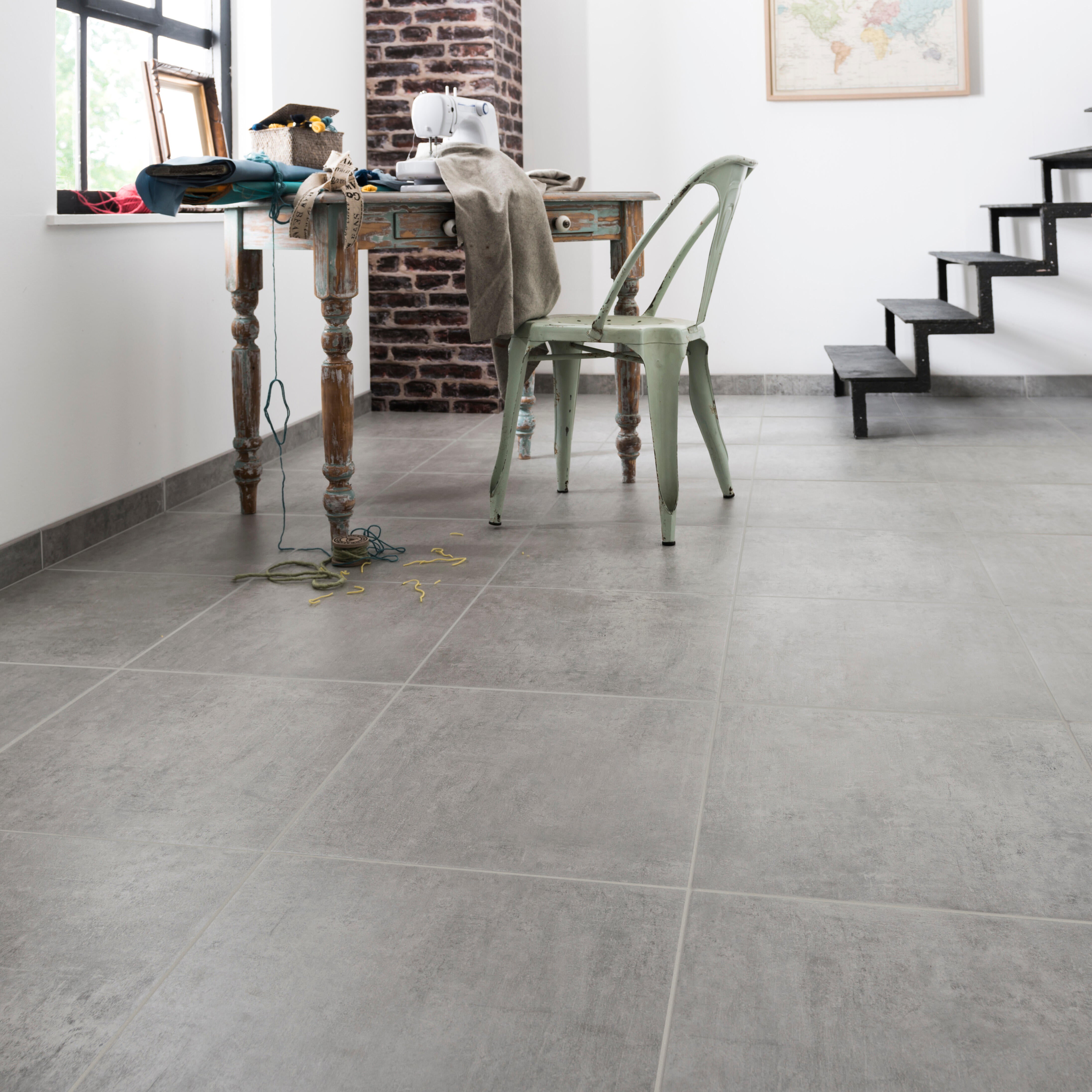 Carrelage sol/mur intérieur effet béton gris Alma l.45 x L.45 cm - 3