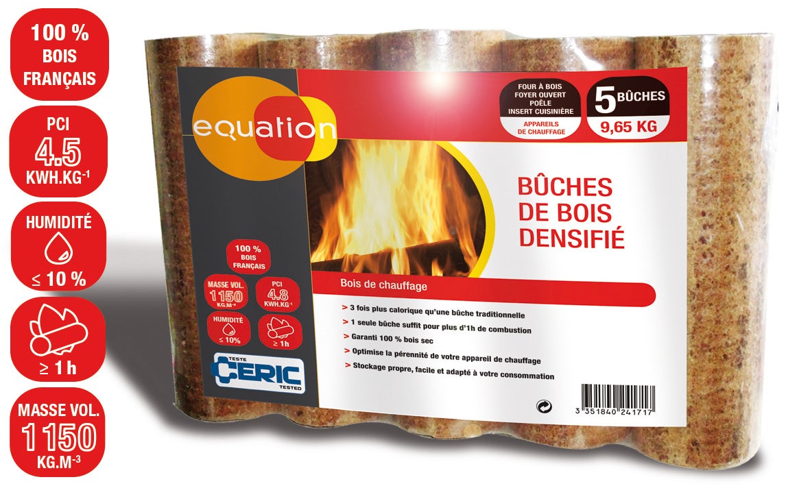 Bûches compressées EQUATION sac 5 bûches, L.30cm - 2