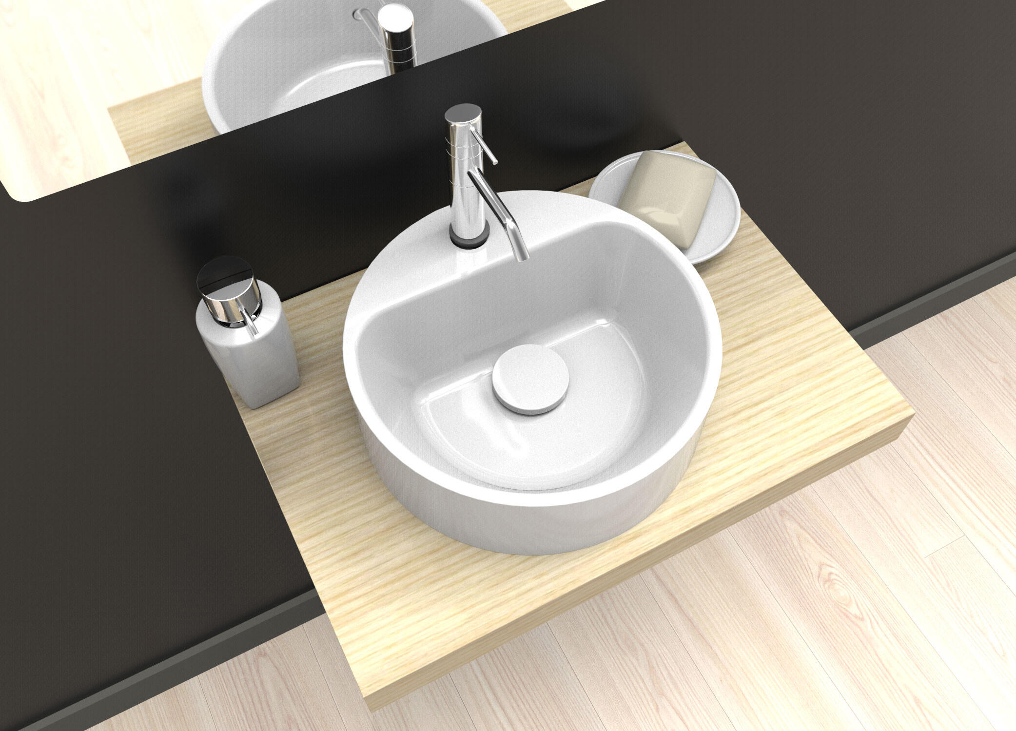 Vasque lave-mains résine rond blanc l.30 x P.30 cm, Smart - 3