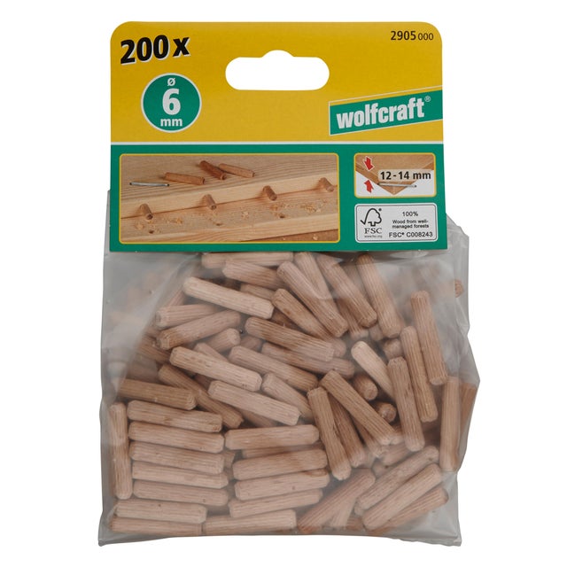 Lot de 200 tourillons WOLFCRAFT, Diam. 6 x 30 mm