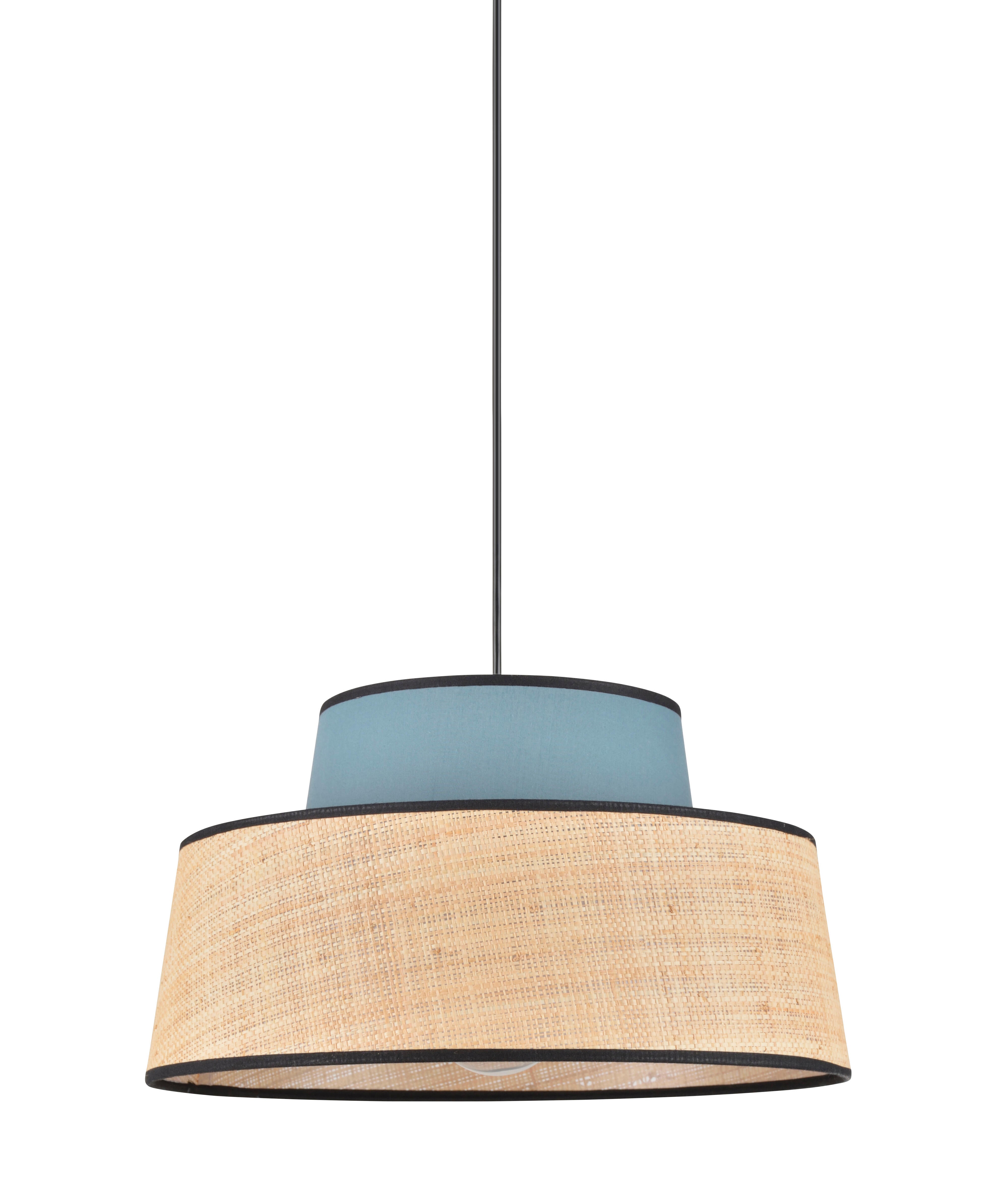 Suspension Mallorca raphia, bleu, Diam.38 cm, E27 - 5