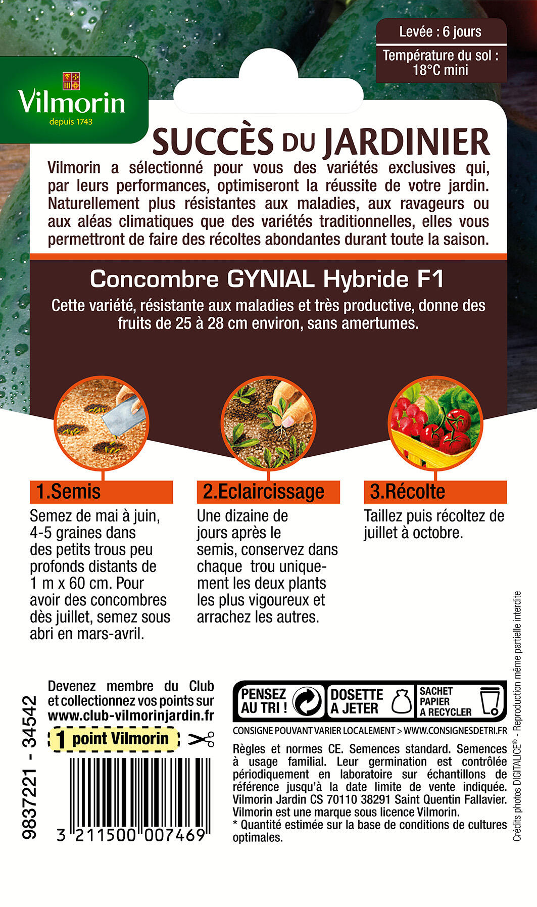 Graines de concombre VILMORIN 1 g - 2