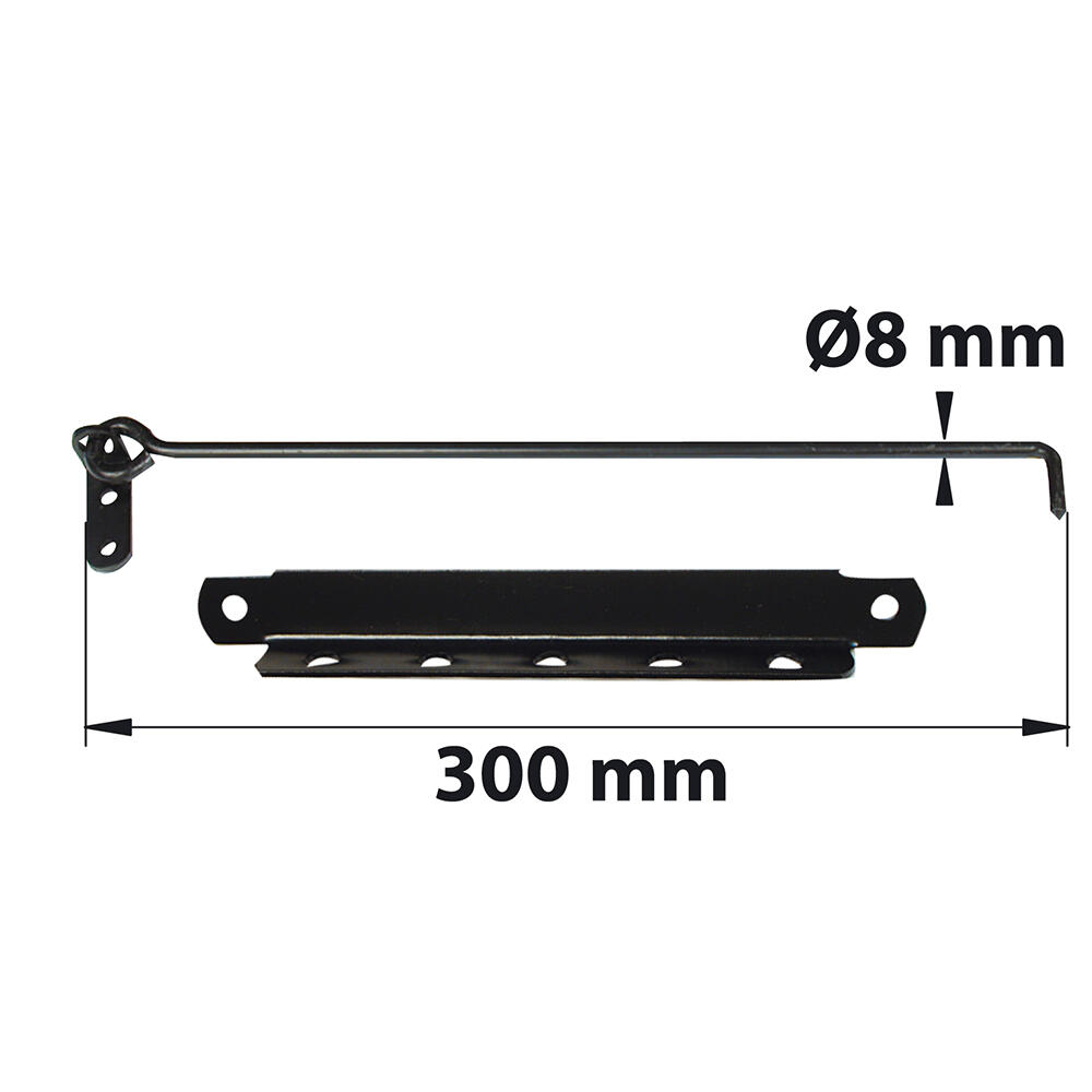 Crochet sur platine et crémaillère en acier noir, ⌀8 x L.300 mm AFBAT - 3