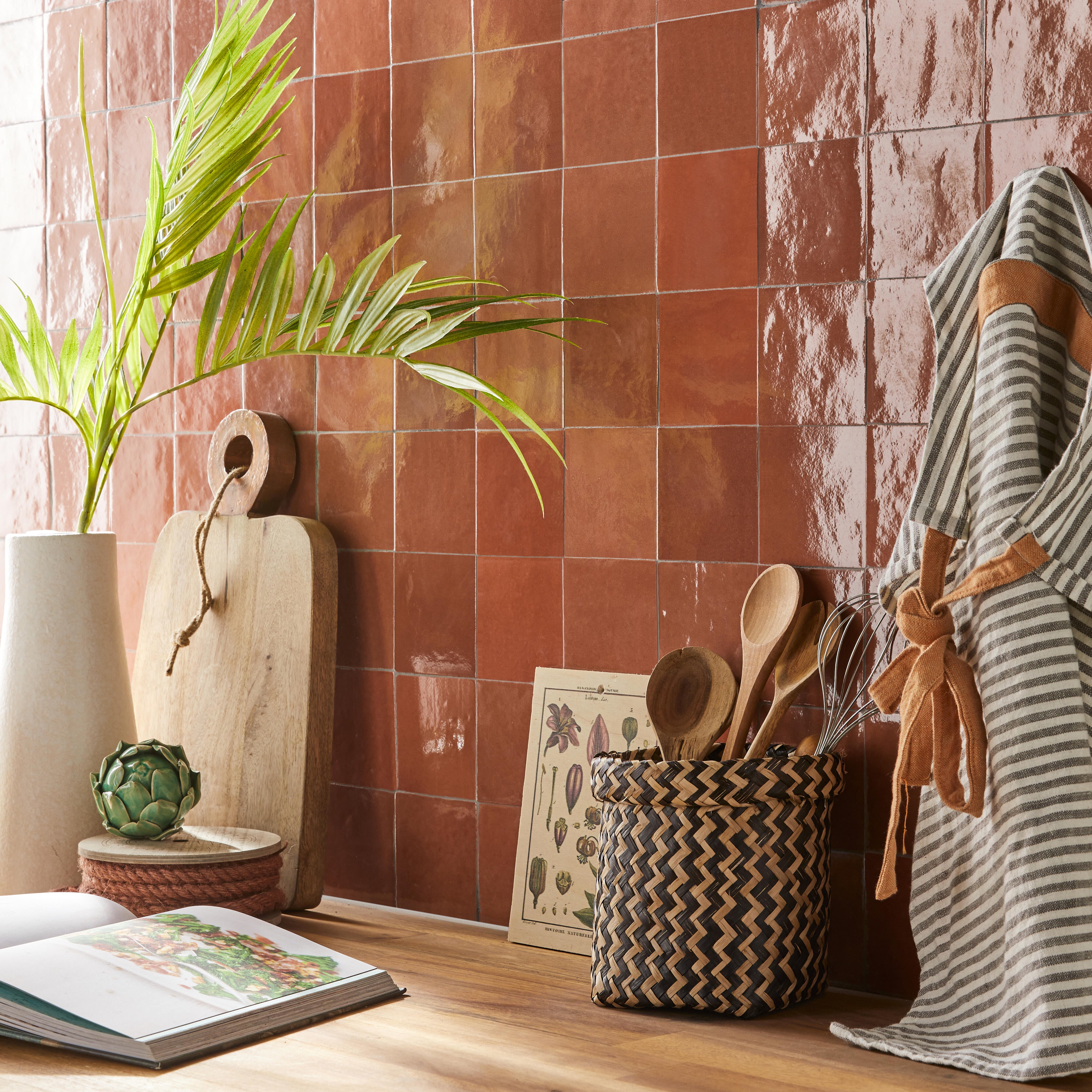 Panier en jonc de mer, Ethno zigzag, black n°0 - 3