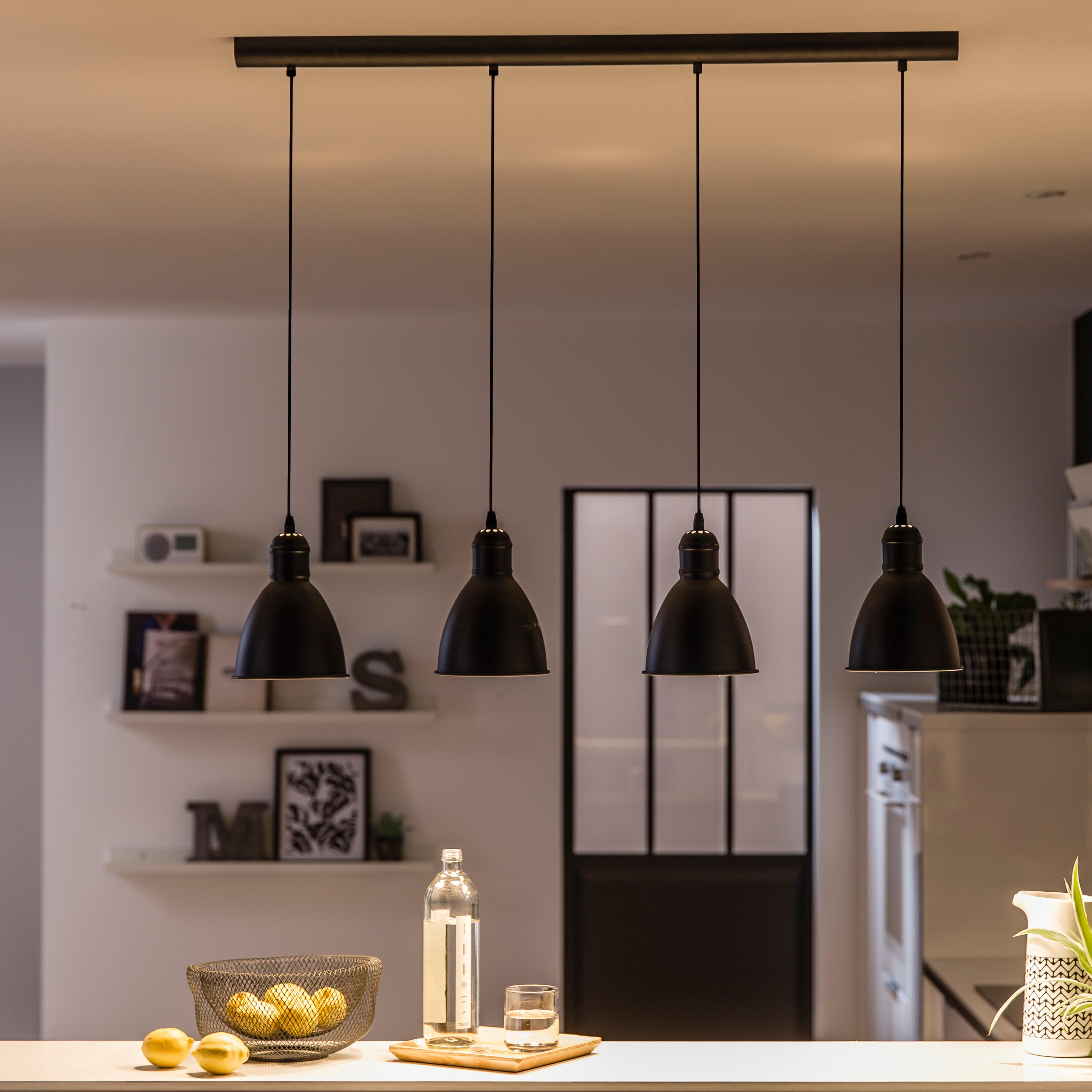 Suspension Priddy acier, noir, l.155 cm, E27 - 3