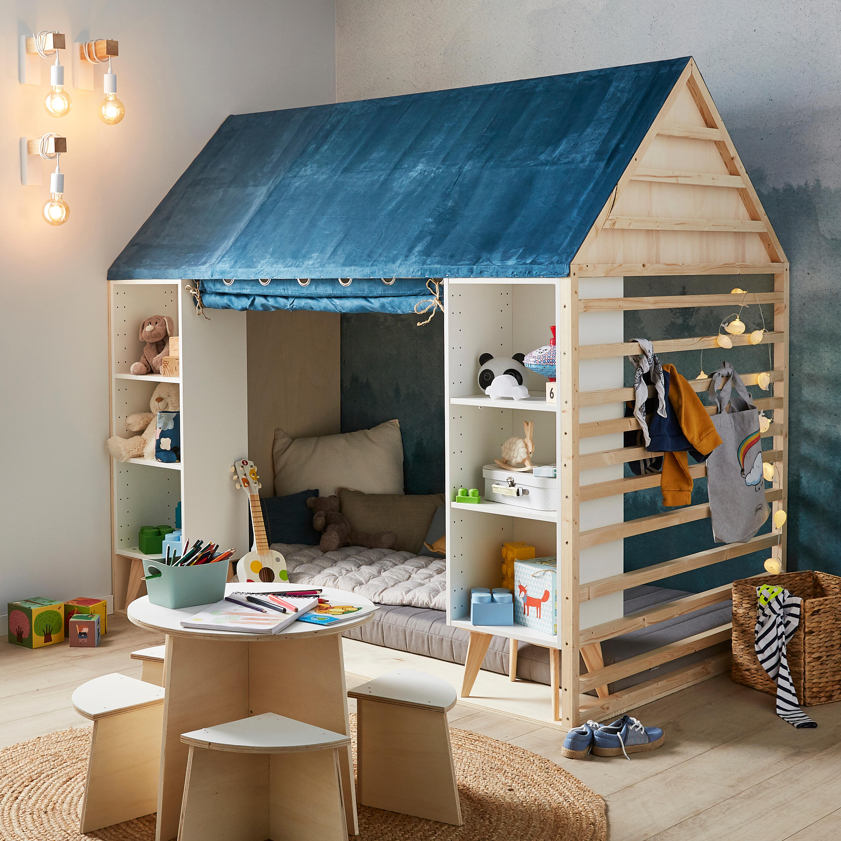 Kinkiet Townshend biały z drewnem E27 Eglo - 5