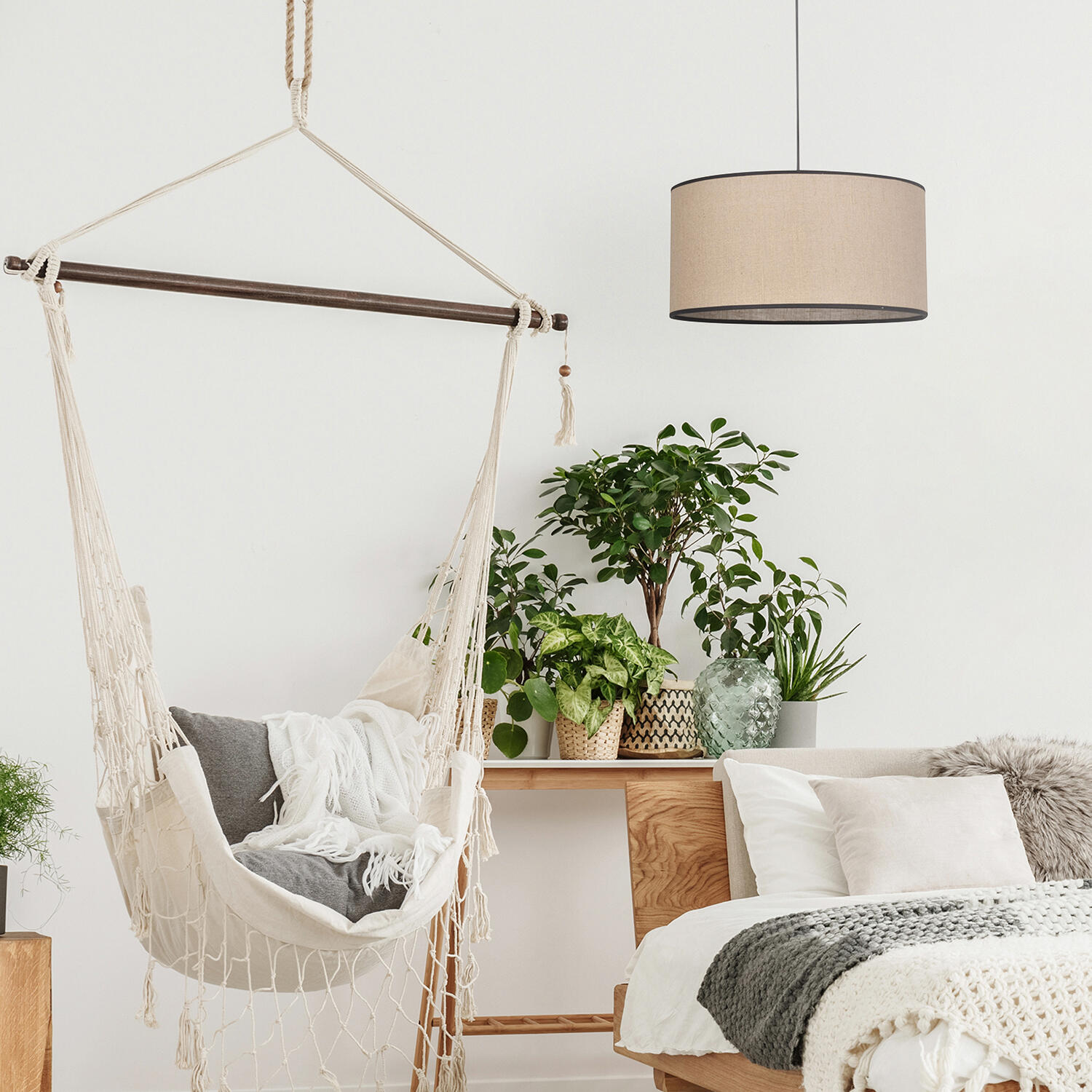 Suspension 1x e27 jute naturel COREP Cylindre D.40 cm - 2
