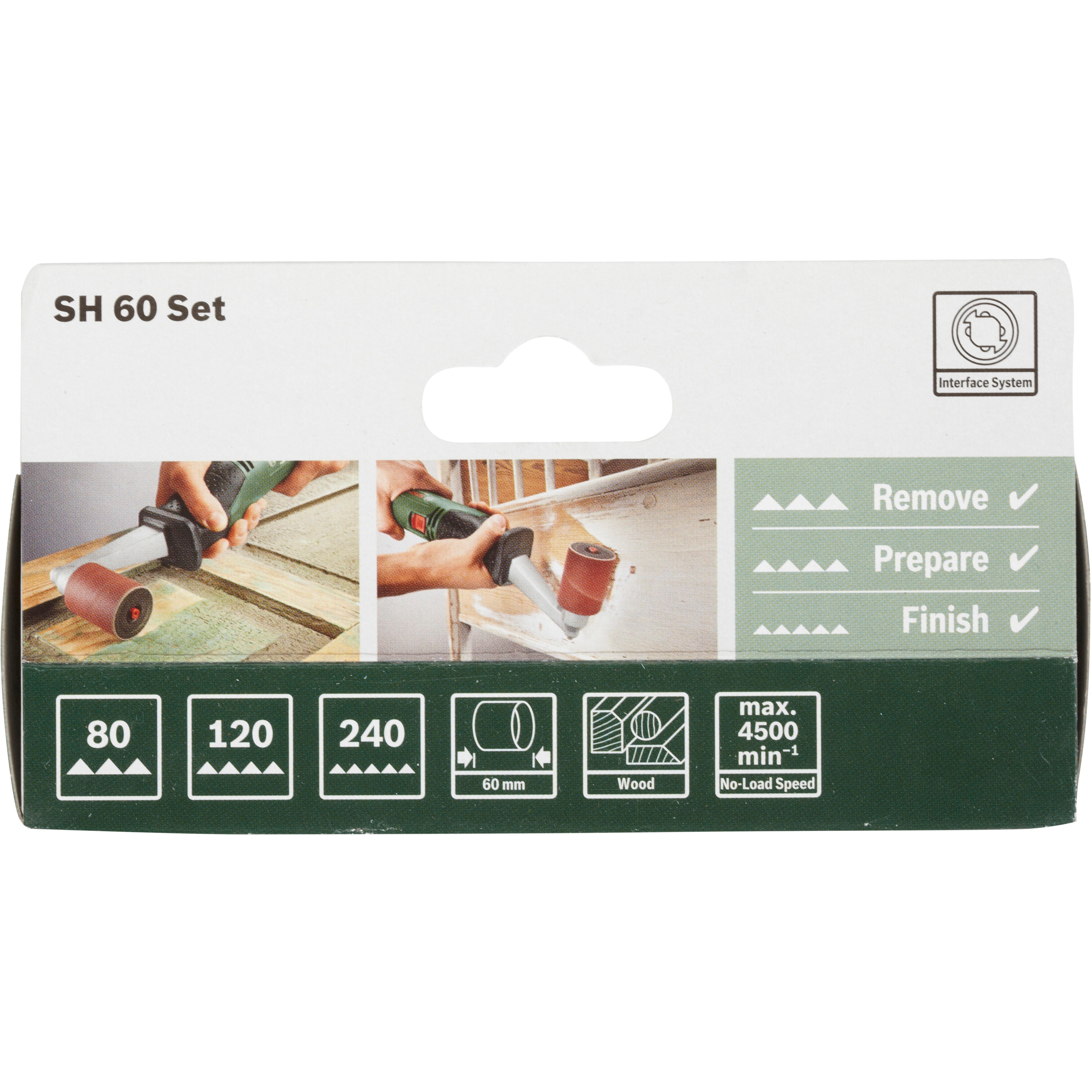 Lot de 3 rouleaux abrasifs grain 80/120/240 pour ponçeuse BOSCH PRR 250, 60 mm - 3