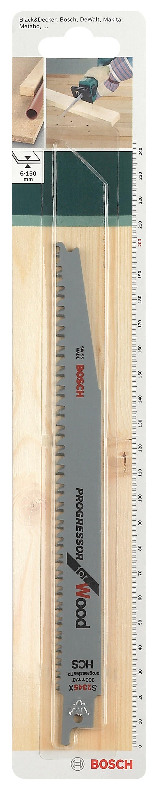 Lot de 2 lames de scie sabre pour bois et agglo BOSCH S2345X, 200 mm - 2