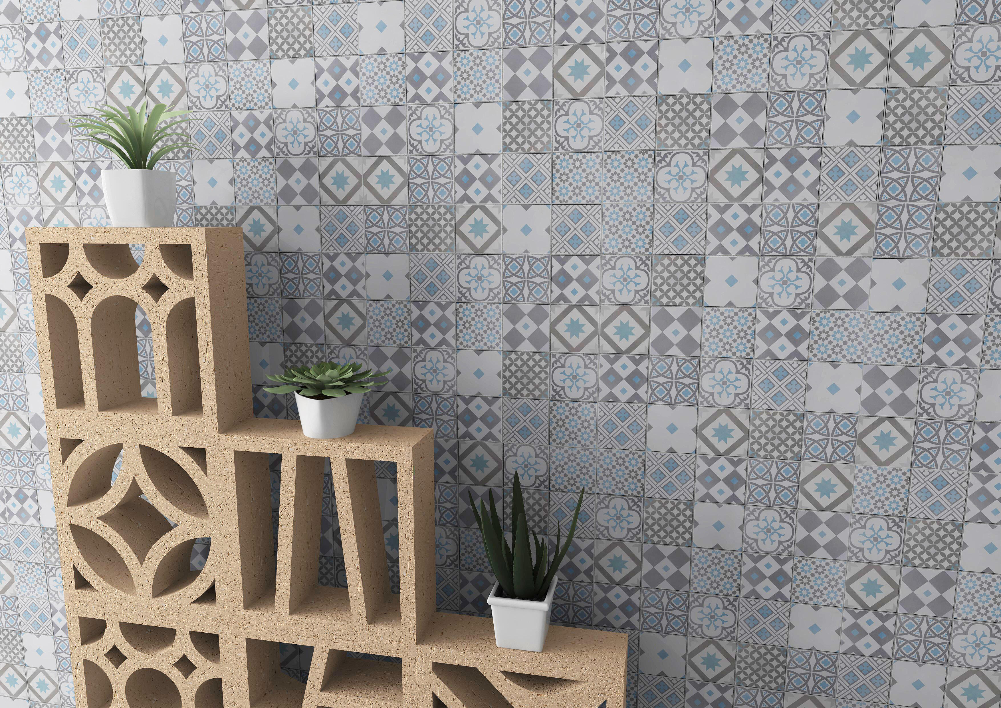 Une mosaïque imitation carreaux de ciment bleu gris | Leroy Merlin