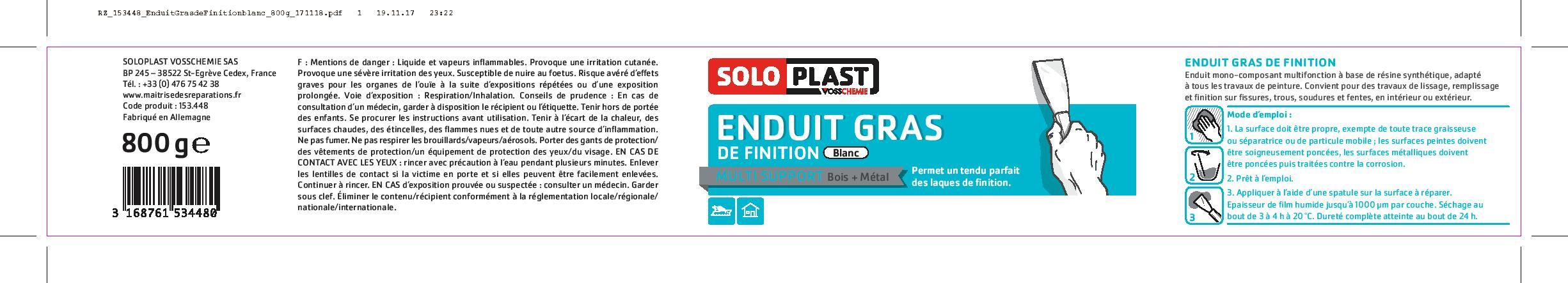 Mastic en spray de finition Soloplast Mastic en spray de finition Soloplast