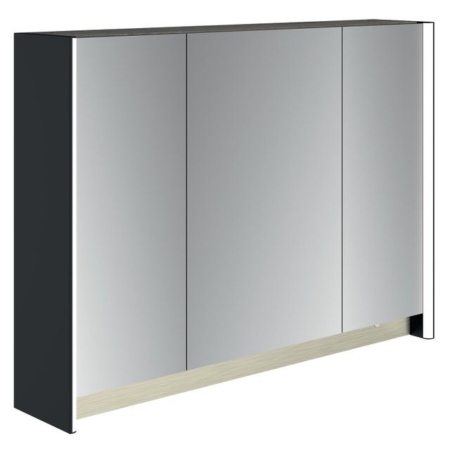 Armoire de toilette lumineuse led 3p H.66 x l.90 x P.18 cm noir Egerie