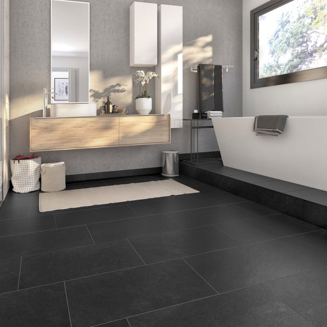 Carrelage sol intérieur / mur intérieur effet pierre noir Quartzite l.30 x L.60.