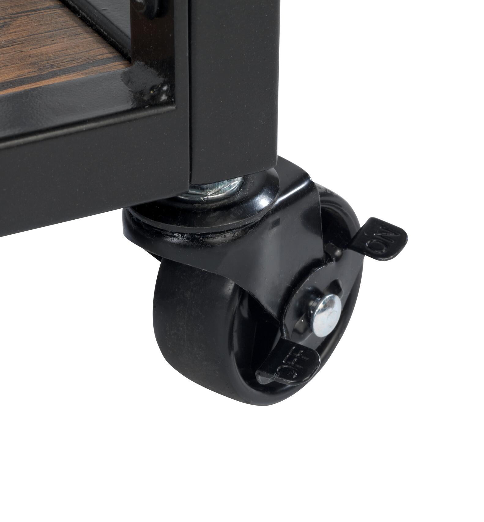 Carrello da cucina Rustico in mdf nero L 80 x H 89.5 x P 40 cm, con ruote - 6