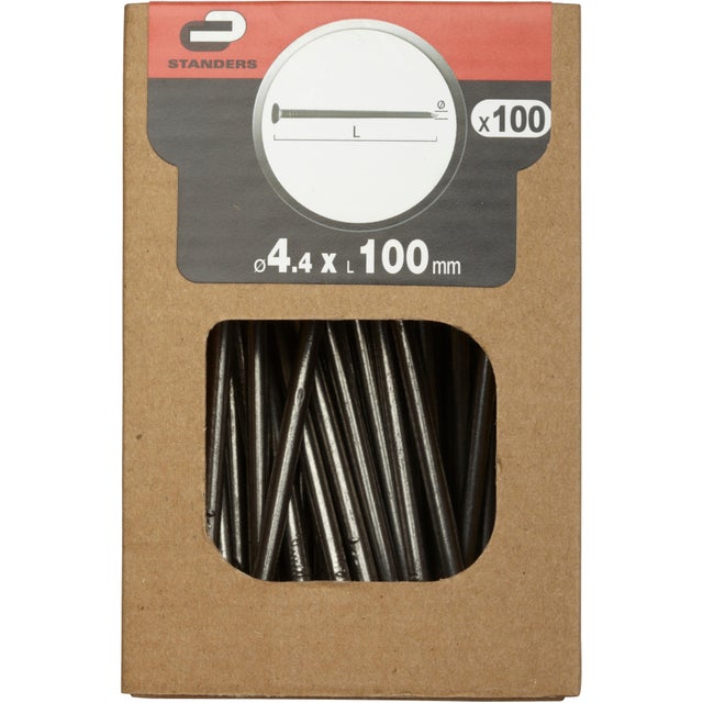 100 clous à bois Acier, STANDERS tête plate, Ø4.5 x L.100 mm