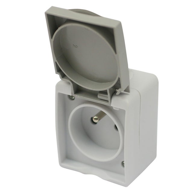 Prise avec terre étanche Nano, gris