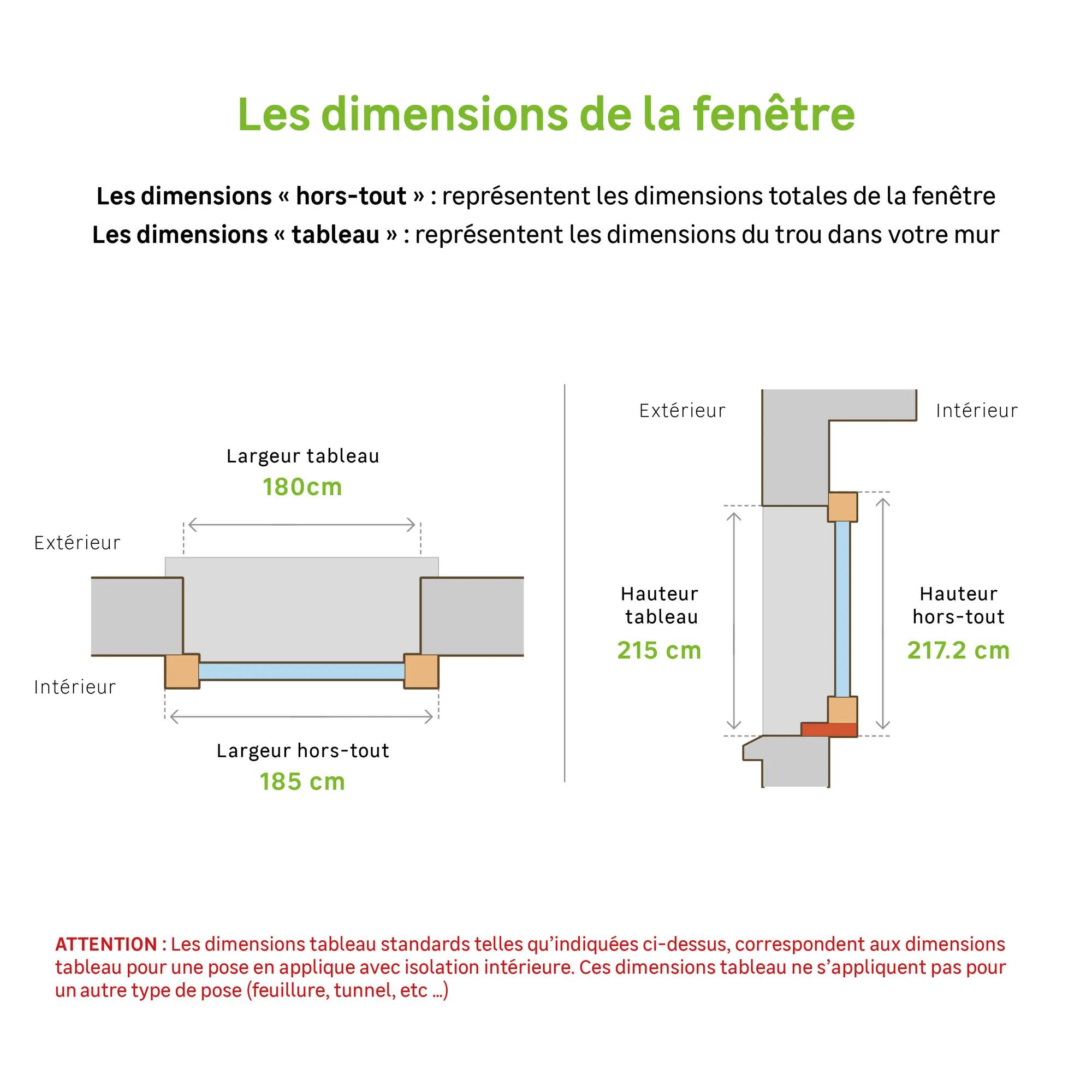 Porte fenêtre Bois Essentiel H.215xl.180cm, 3 vantaux tirant droit - 5