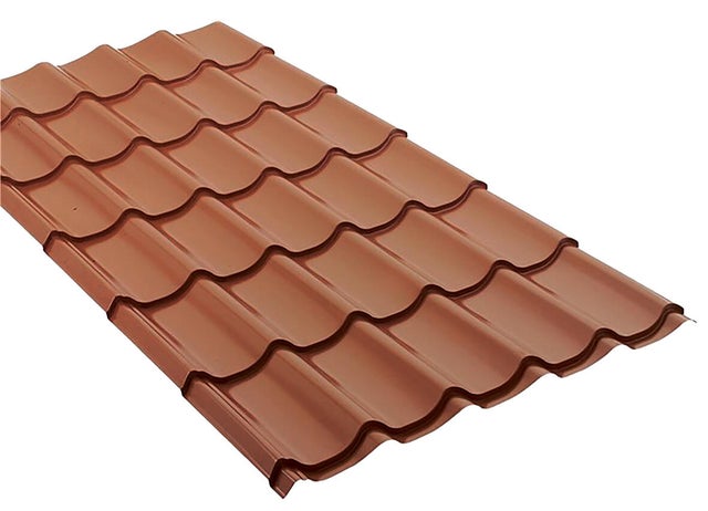 Plaque de toiture aspect tuile acier galvanisé rouge l.1.04 x L.1.95 m SEDPA