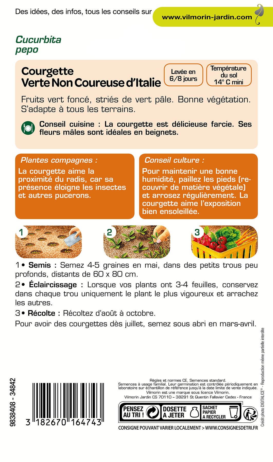 Graines de courgette VILMORIN 4 g - 2