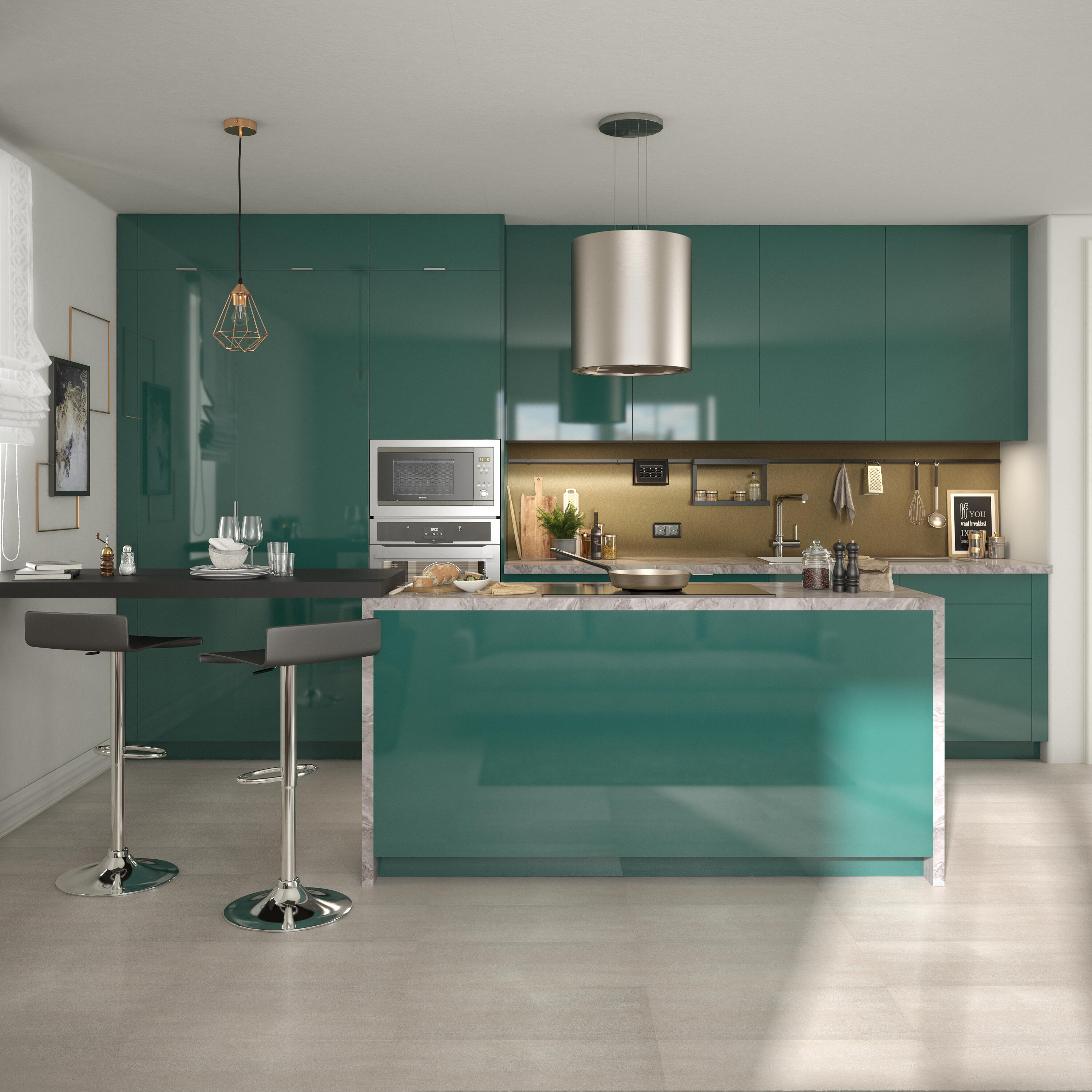 Crédence stratifié Effet doré brossé L.300 x H.64 cm, Ep.9 mm - 9