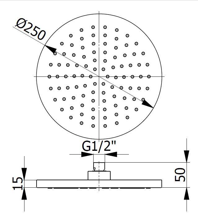 Pomme haute rond abs Diam.25 cm, Nero SARODIS - 2