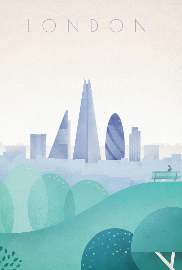 Affiche Londres, bleuté l.10 x H.15 cm