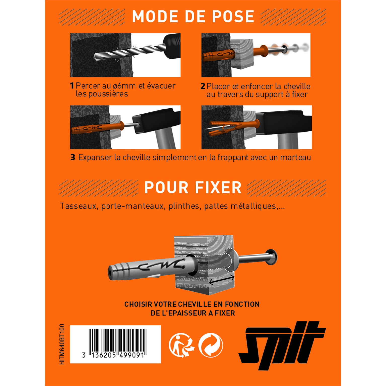 Lot de 100 Cheville murale hit m HITM640BT100 SPIT x L.40 mm - 2