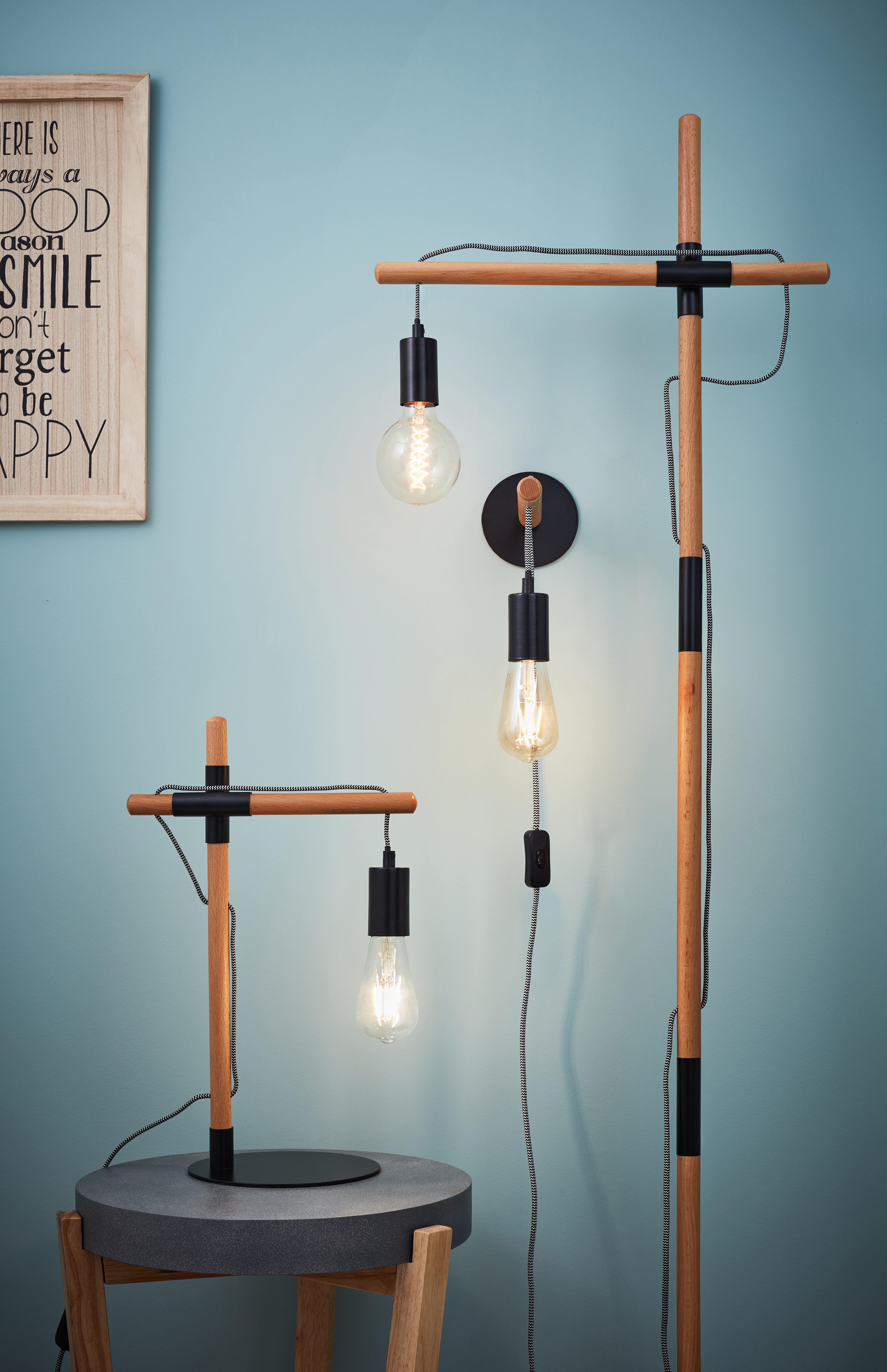 Applique E27, bois / produit sans abat-jour, marron, Jardbo, BRILLIANT - 3