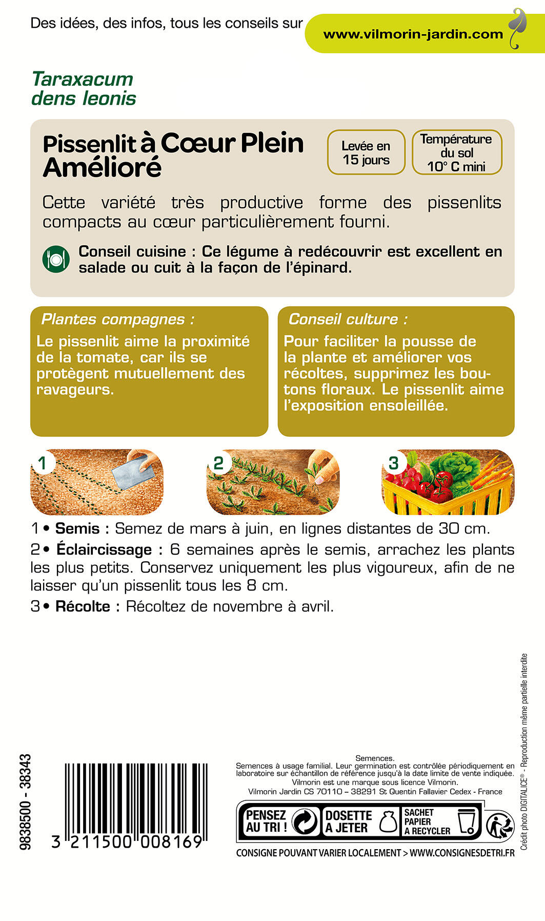 Pissenlit à coeur plein amélioré VILMORIN 1 g - 2