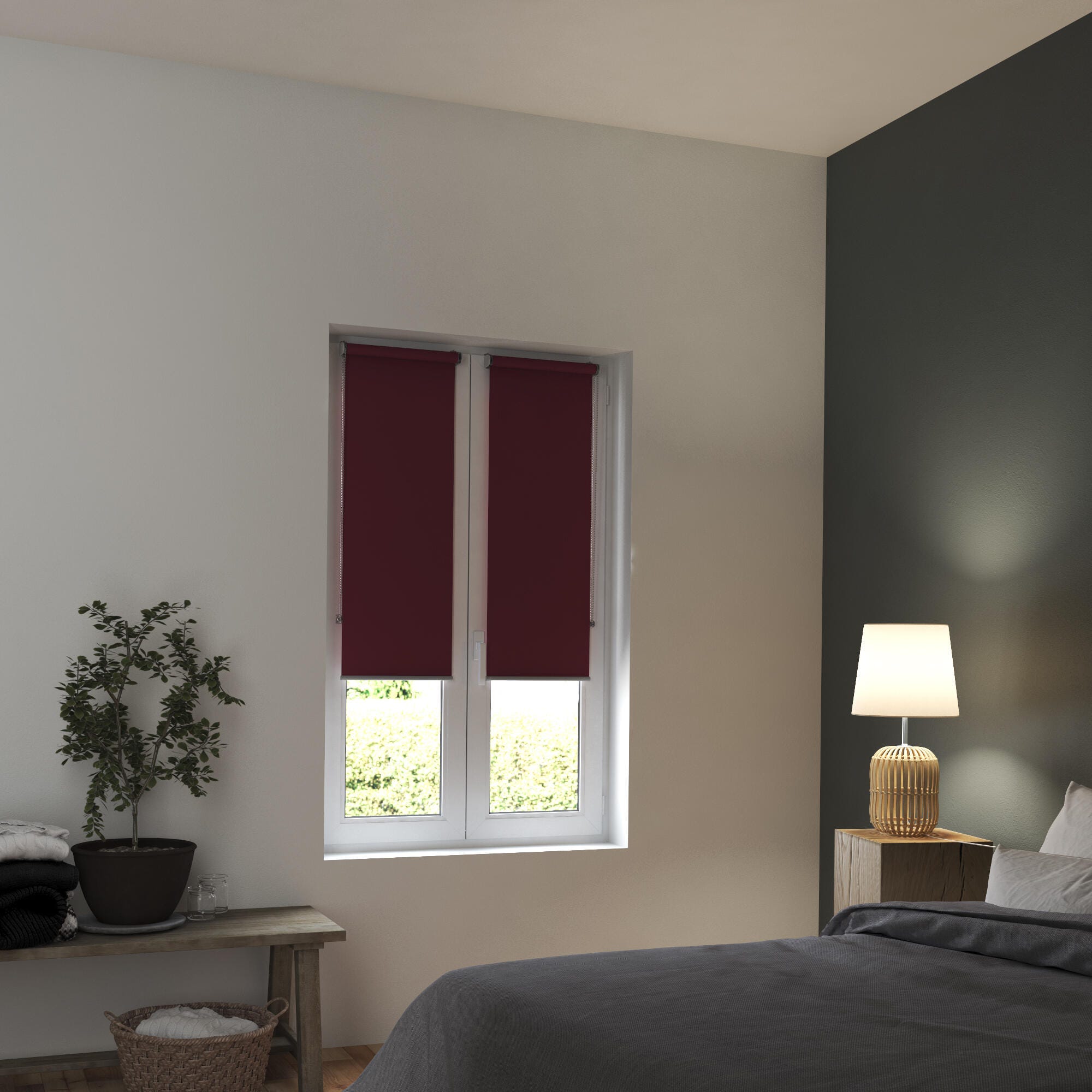 Store enrouleur occultant Tokyo rouge, l.40 x H.160 cm, INSPIRE | Leroy ...