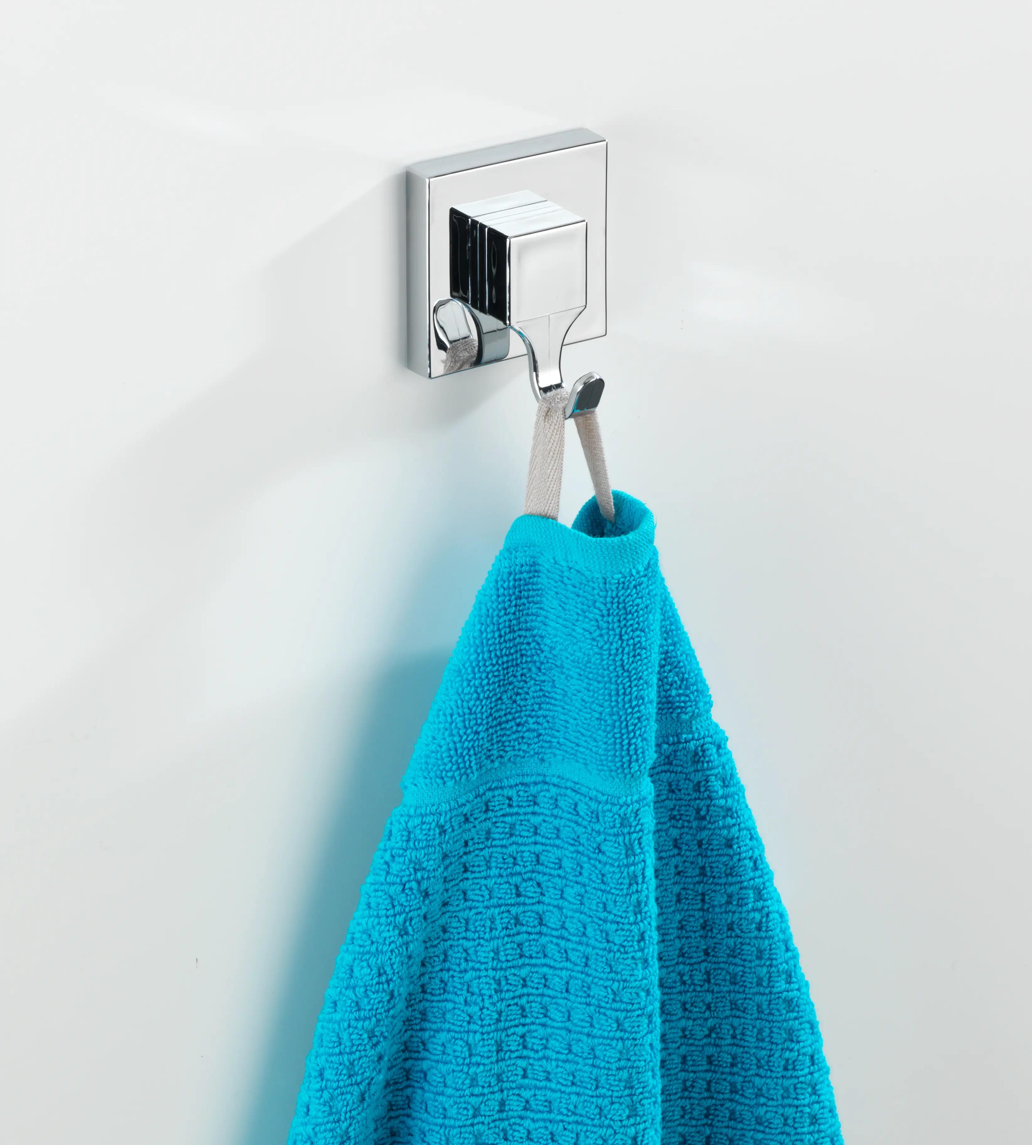 Lot de 2 Crochet adhésif 1 tête chromé Vacuum loc carré WENKO - 4