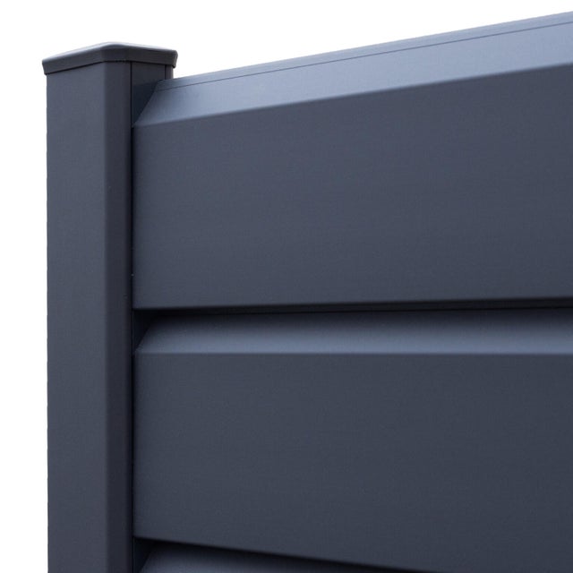 Lame de clôture persienné pvc anthracite Cléa, L.150 x Ht.16 cm x Ep. 30 mm