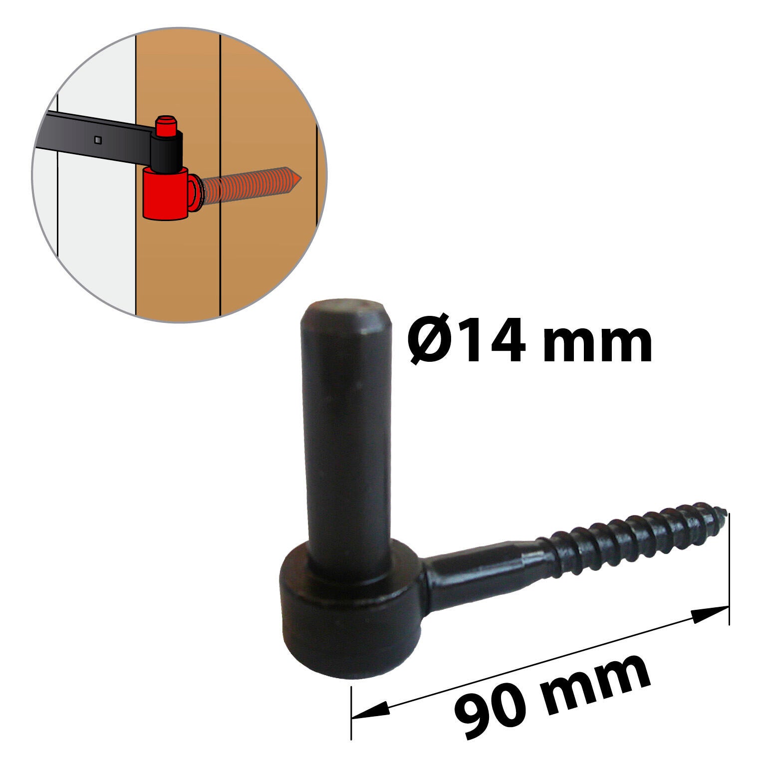 Gond en acier noir prépeint, Diam.14 x L.90 x H.60 mm AFBAT - 2