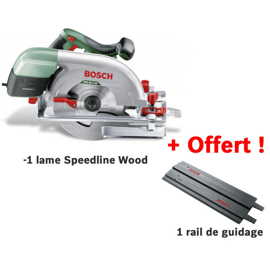 Scie circulaire filaire BOSCH PKS 66-2 AF, 1600 W, 190 mm + rail de guidage - 2