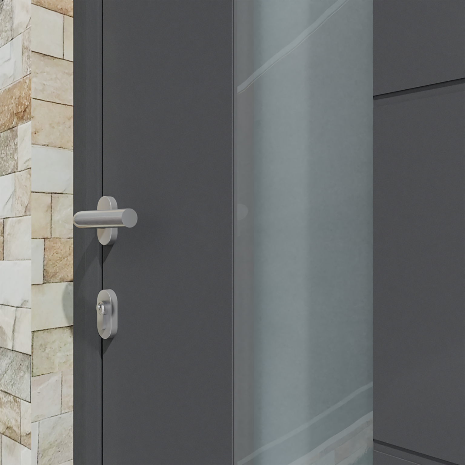 Porte d'entrée Alu Navia Essentiel H.215 x l.90 cm gris anthr., p. droit - 4