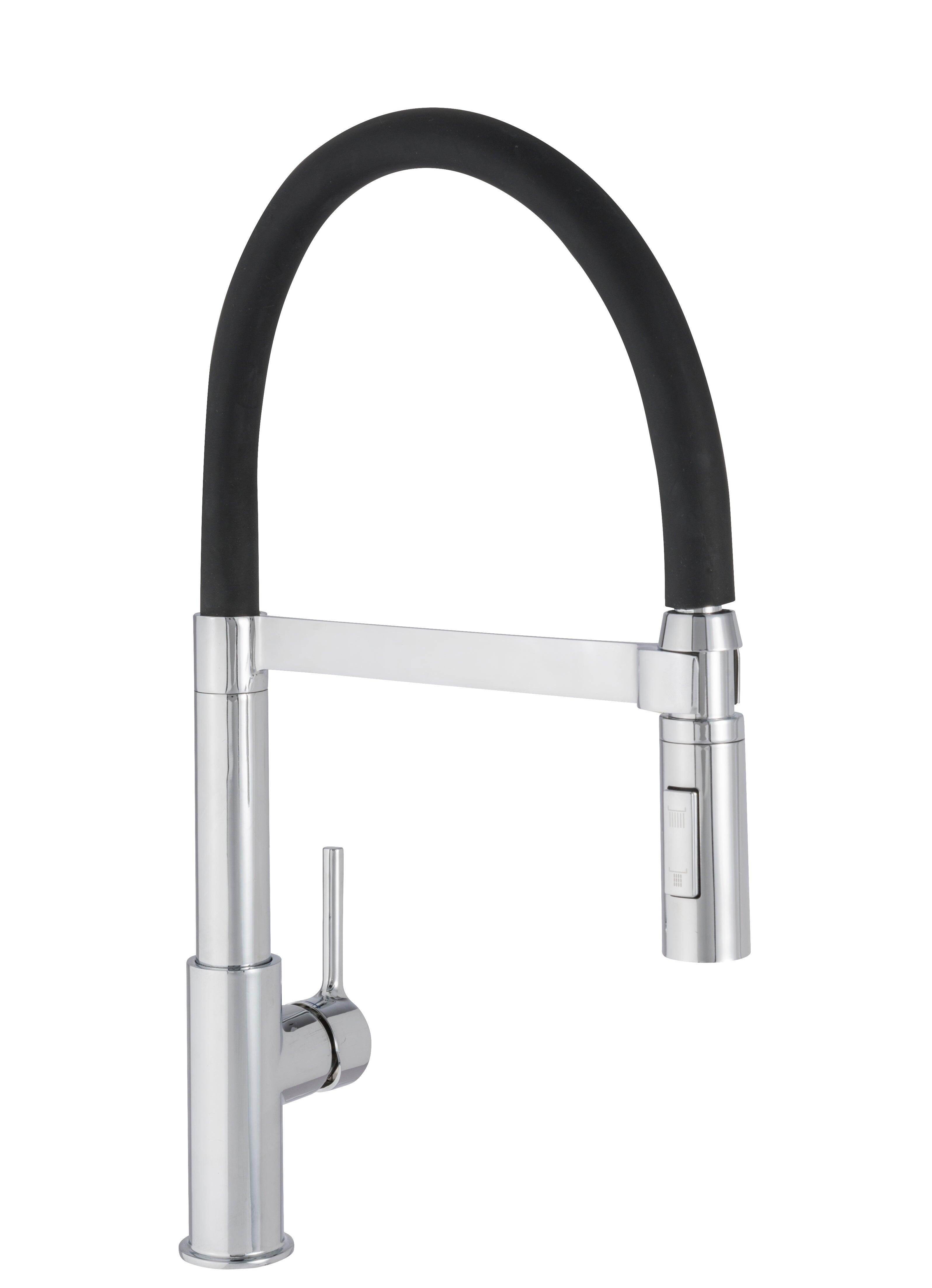 Rubinetto da cucina con doccetta a collo di cigno Holly nero cromo lucido DELINIA - 7