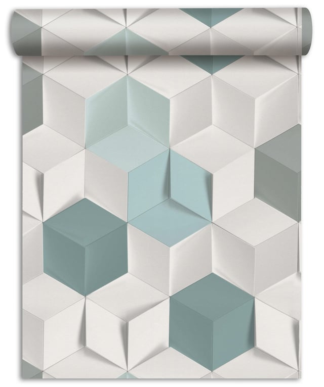 Papier peint intissé Hexagone 3d bleu