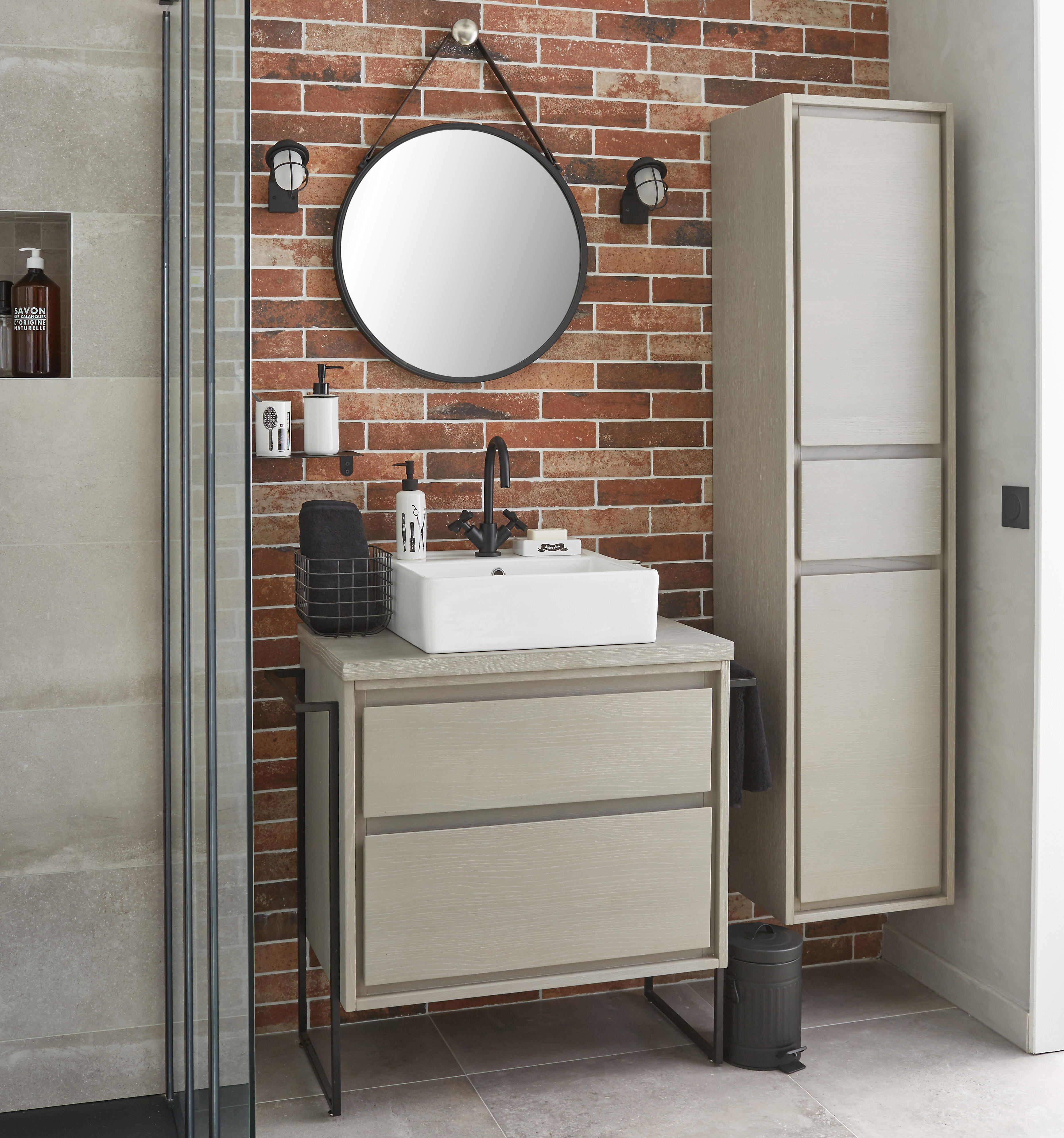 Lavabo da appoggio SENSEA quadrato in ceramica L 46 x H 14.5 x P 46 cm bianco lucido - 5