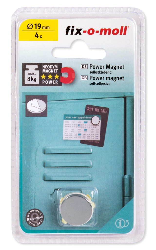 Aimant argenté FIX-O-MOLL Produit sans nom de série, Diam.19 mm