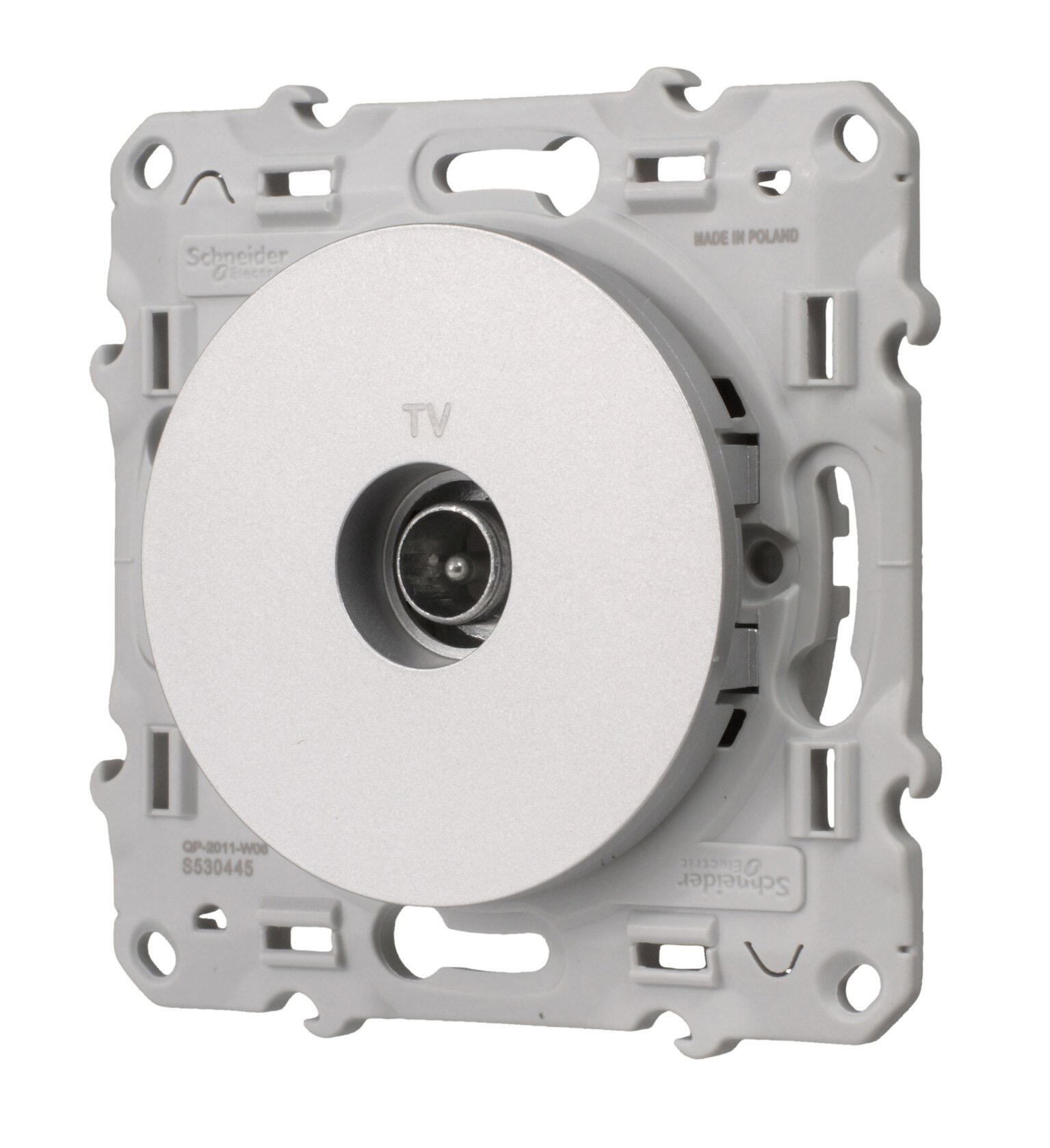 Prise tv à assembler Odace, SCHNEIDER ELECTRIC, aluminium - 11