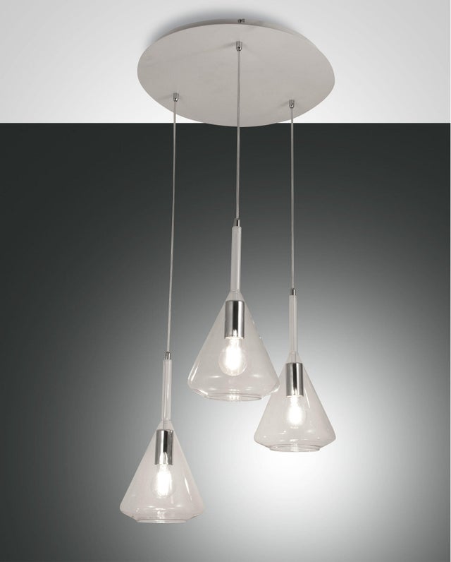 Lampadario Glamour Tris bianco paralume fumo 3x E27 LA MIA LUCE