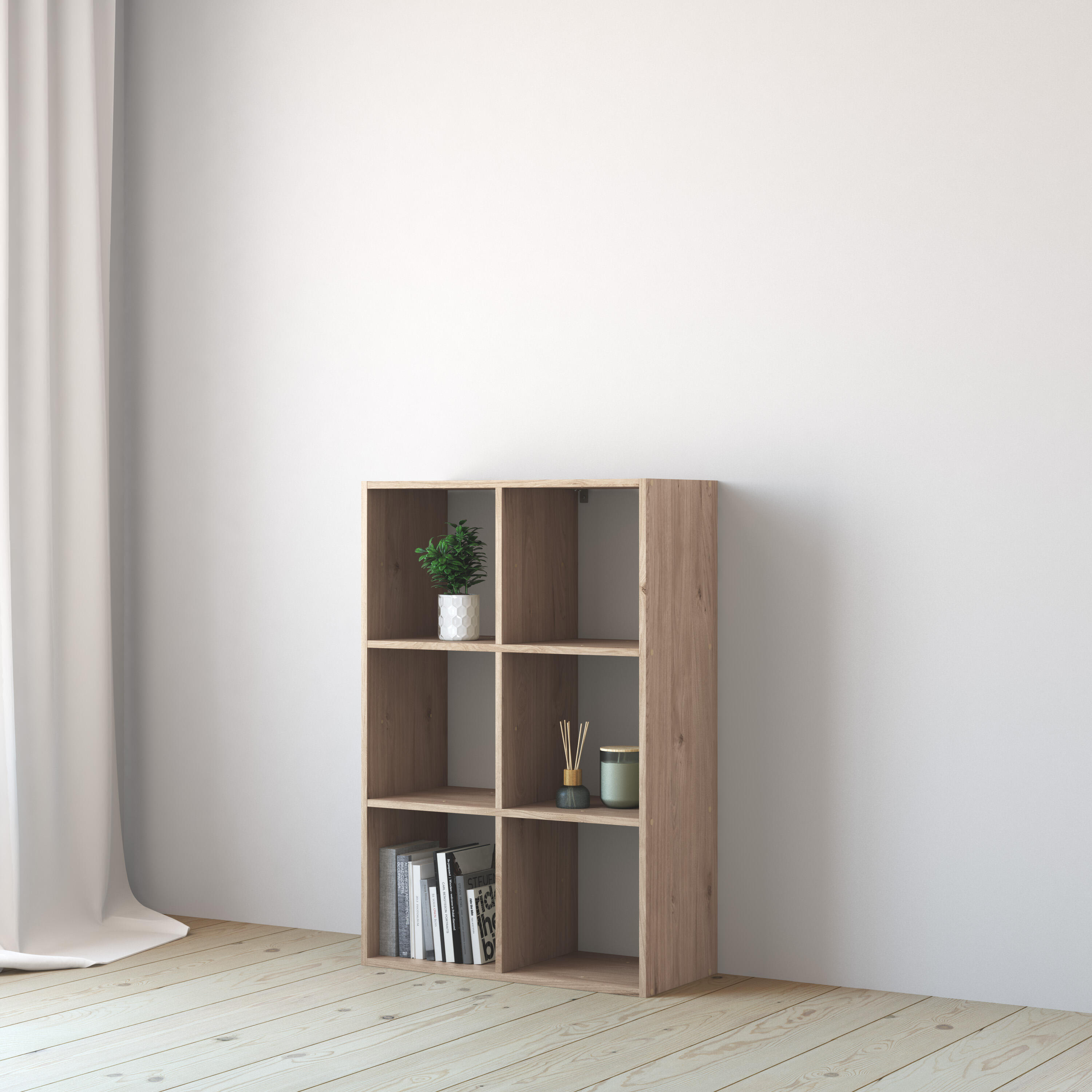 Mensola a muro 6 cubi Kub SPACEO rettangolare in truciolare L 70 x P 31.7 cm rovere - 2